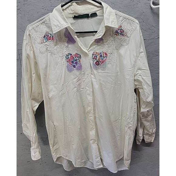 Glenville Road Tops - Vtg Glenville Road Shirt sz M Flowers heart Western Cowgirl button up